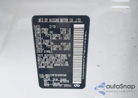 2019 Infiniti Qx80 Luxe из США, поврежденный, VIN JN8AZ2NF8K9686598